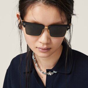 BRAND NEW Miu Miu MU10ZS 1AB5S0 Black Grey Square Unisex Sunglasses 0MU 10ZS